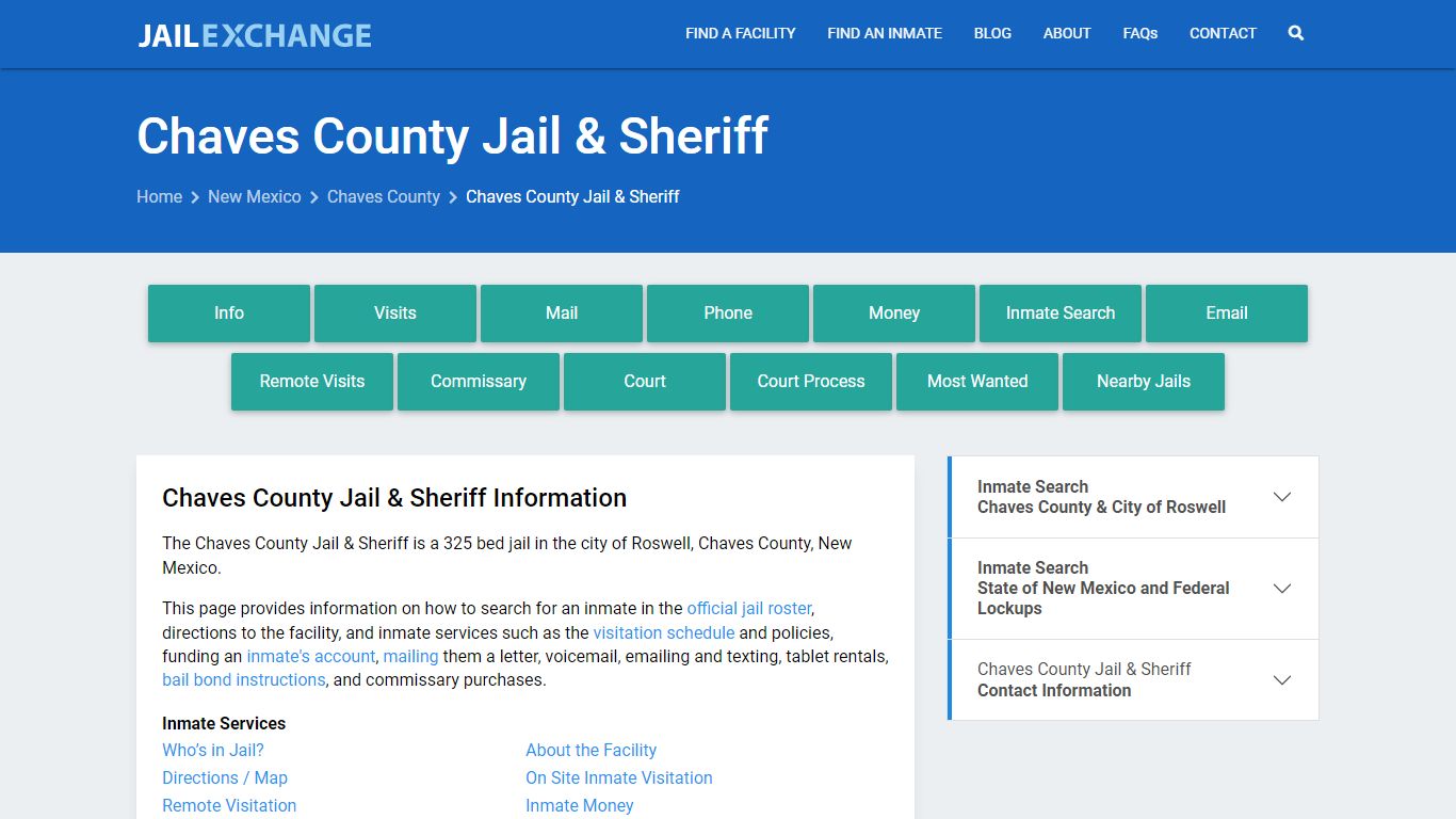 Chaves County Jail & Sheriff, NM Inmate Search, Information